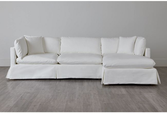 Raegan White Fabric Right Chaise Sectional