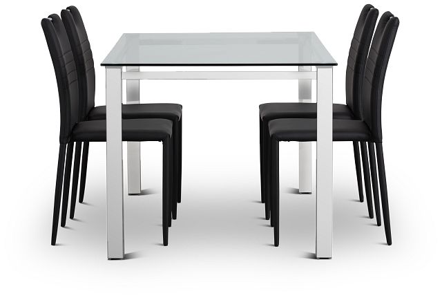 Skyline Black Rect Table & 4 Upholstered Chairs (3)