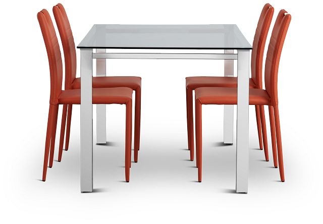 Skyline Orange Rect Table & 4 Upholstered Chairs