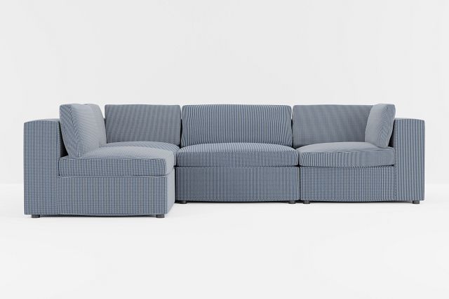 Destin Lucy Navy Fabric 4-piece Modular Sectional