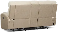 Travis Light Beige Fabric Power Reclining Console Loveseat
