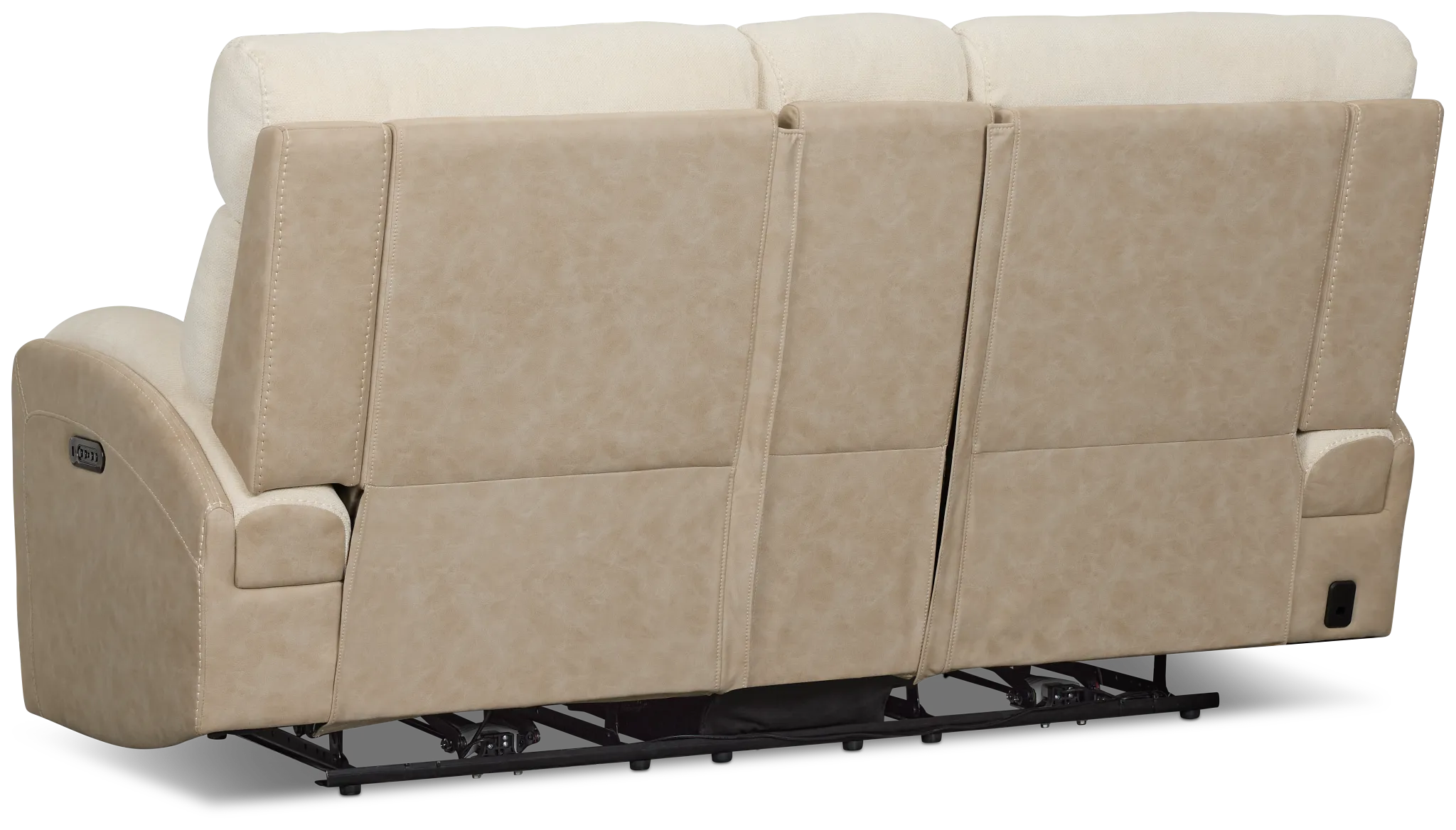 Travis Light Beige Fabric Power Reclining Console Loveseat