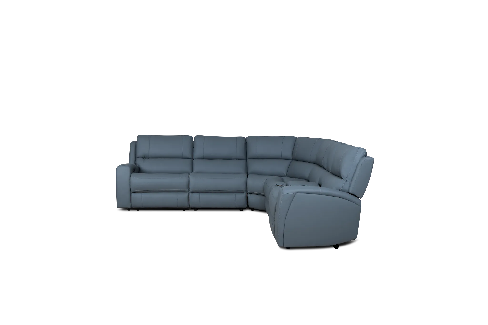 Summit Blue Lthr/vinyl Medium Dual Power 2-arm Reclining Sectional