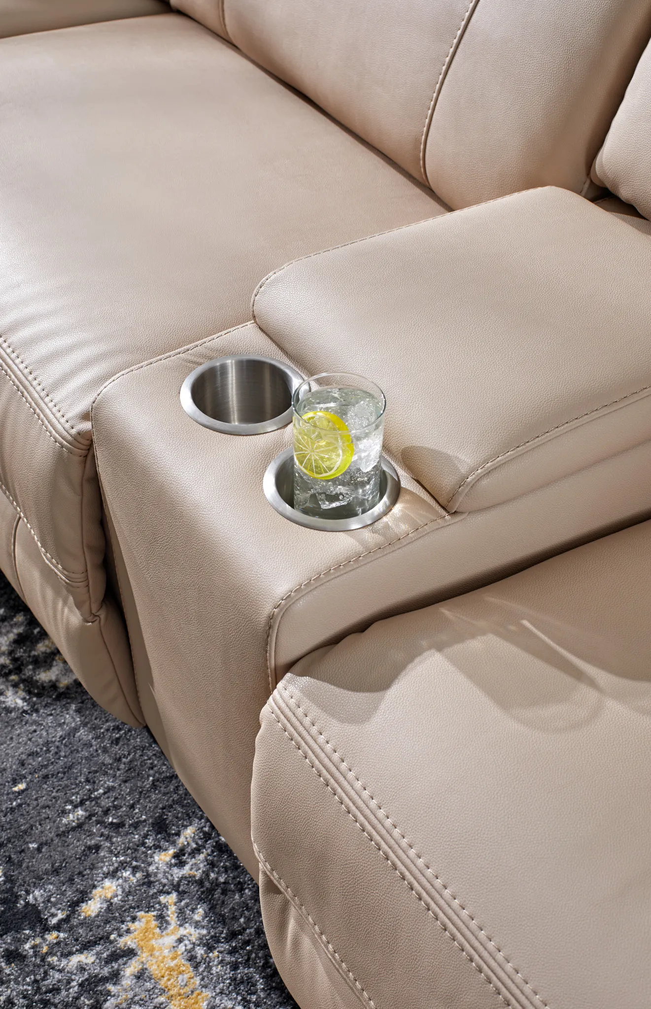 Rhett Taupe Micro Small Triple Power Reclining Two-arm Sectional