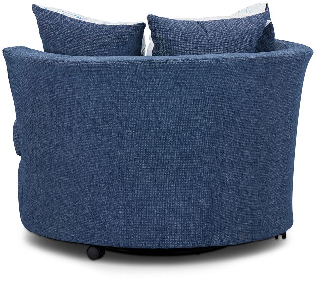 Rhodes Dark Blue Fabric Swivel Chair