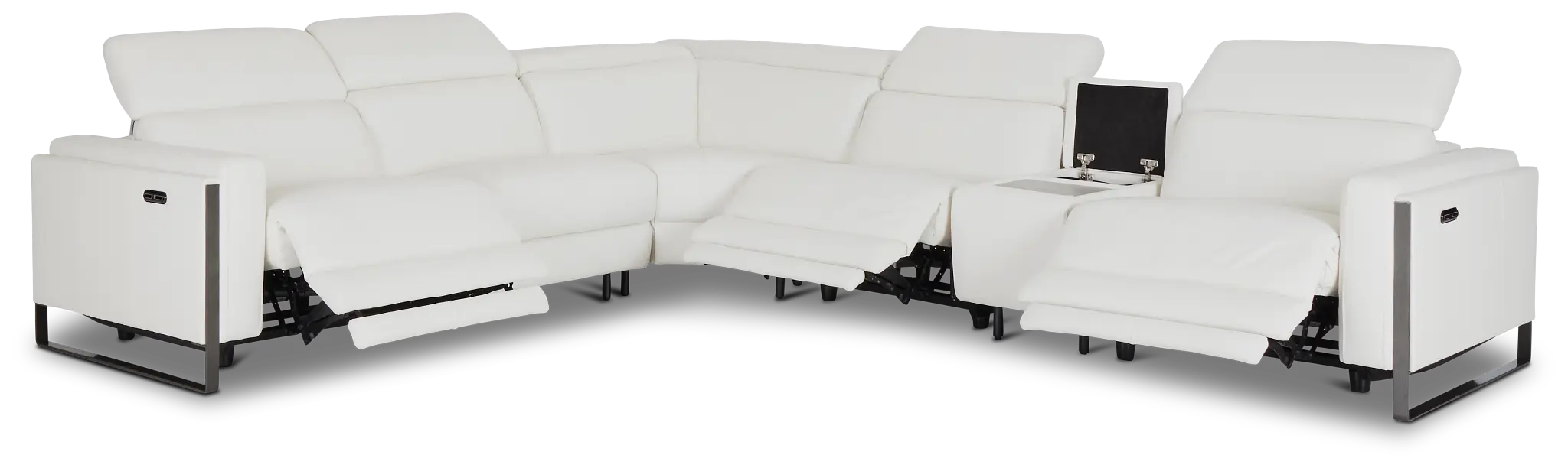 Atlas White Lthr/vinyl Medium Triple Power 2-arm Sectional Atlas White Lthr/vinyl Medium Triple Power 2-arm Sectional