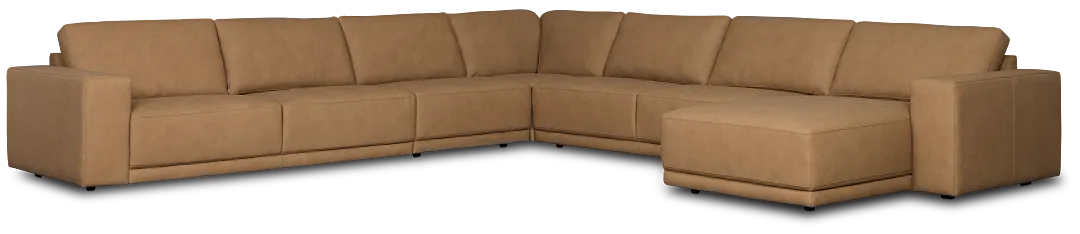 Kellan Light Brown Leather Large Right Chaise Sectional
