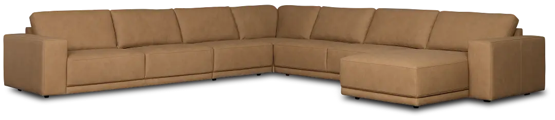Kellan Light Brown Leather Large Right Chaise Sectional Kellan Light Brown Leather Large Right Chaise Sectional