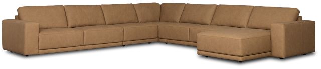 Kellan Light Brown Leather Large Right Chaise Sectional
