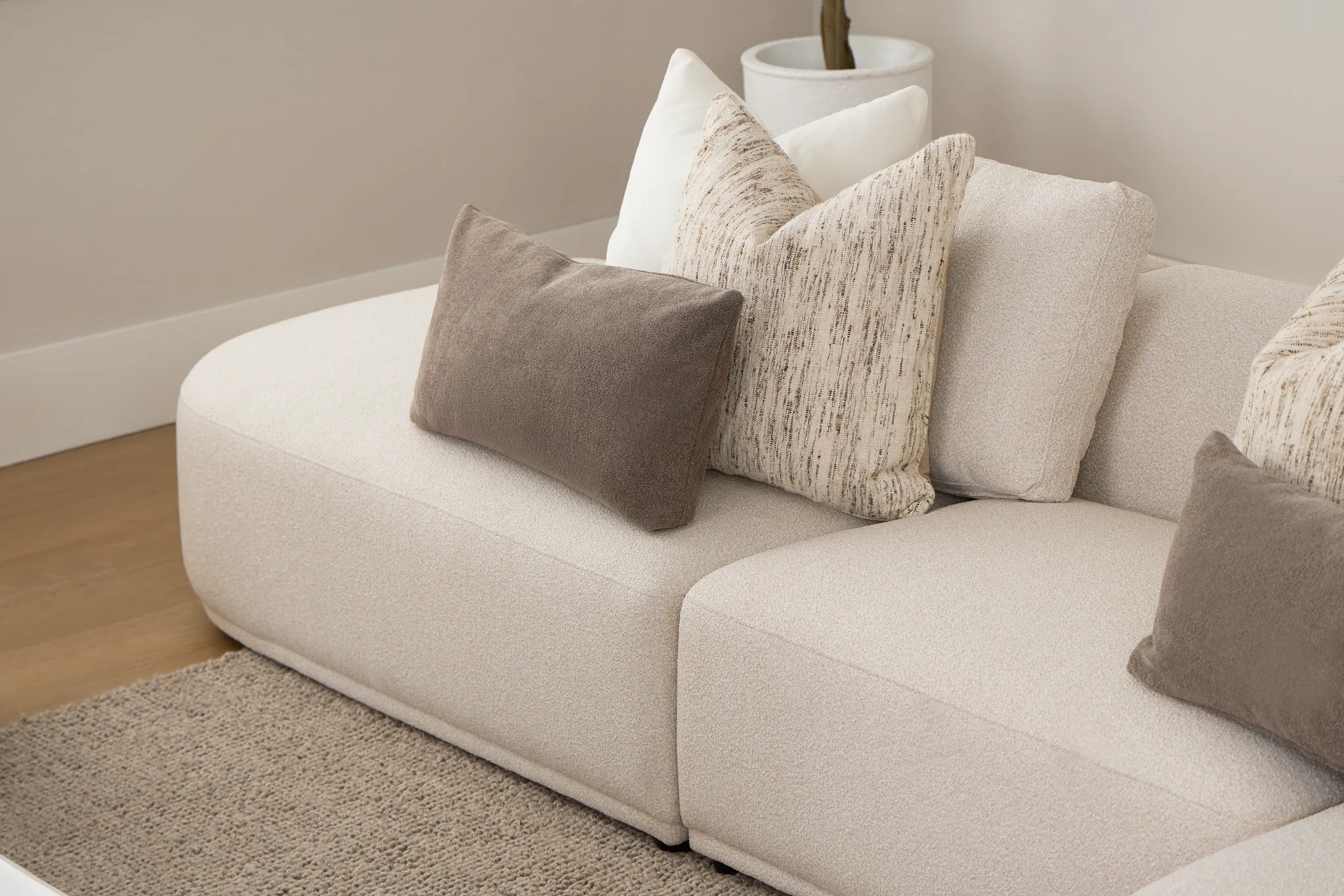 Catalina Beige Fabric Small Right Chaise Sectional