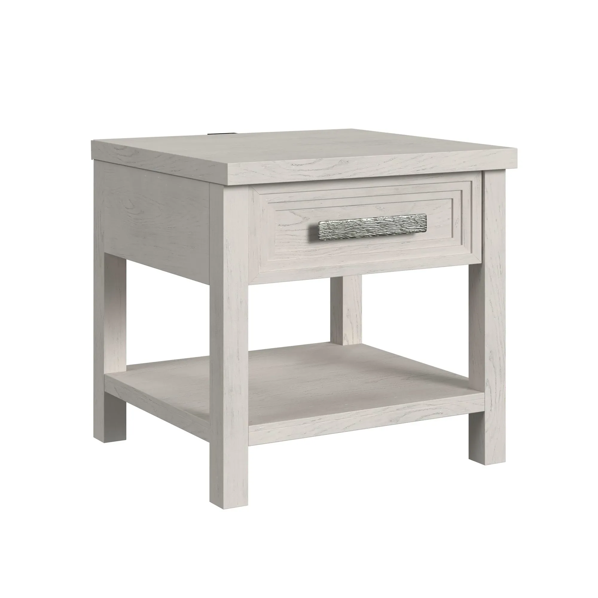 Sansa White Square End Table