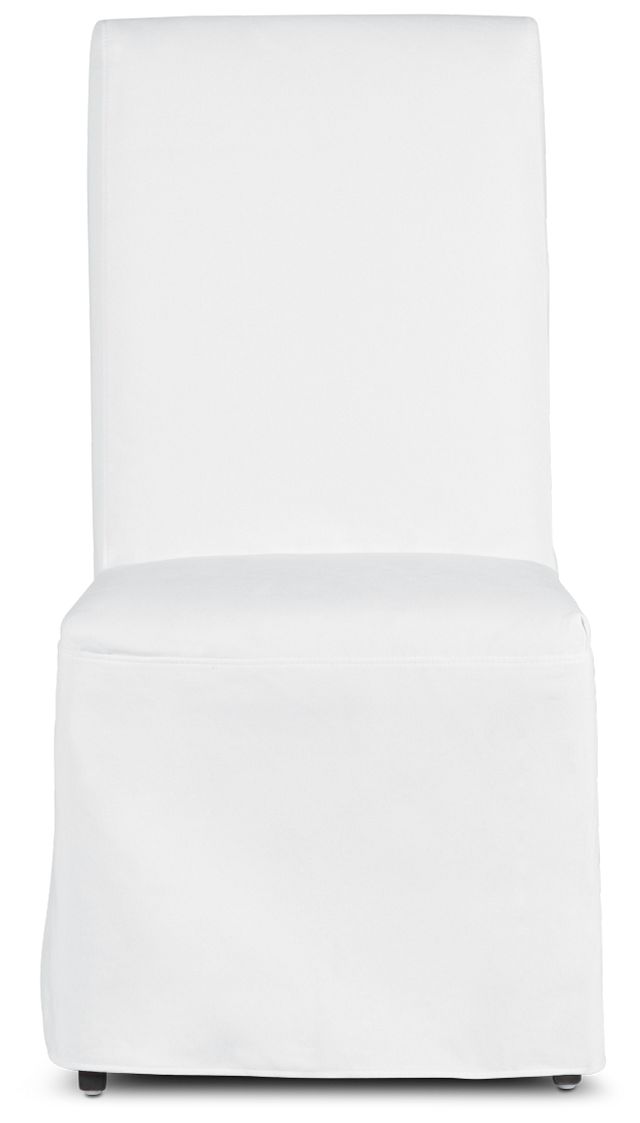 Harbor White Long Slipcover Chair With Dark-tone Leg