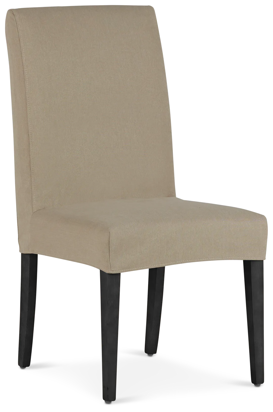Destination Beige Short Slipcover Chair With Dark-tone Leg