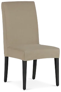 Destination Beige Short Slipcover Chair With Dark-tone Leg