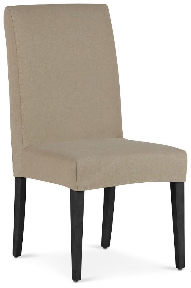 Destination Beige Short Slipcover Chair With Dark-tone Leg