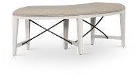Heron Cove White Curved Upholstered Dining Bench