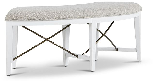 Heron Cove White Curved Dining Bench