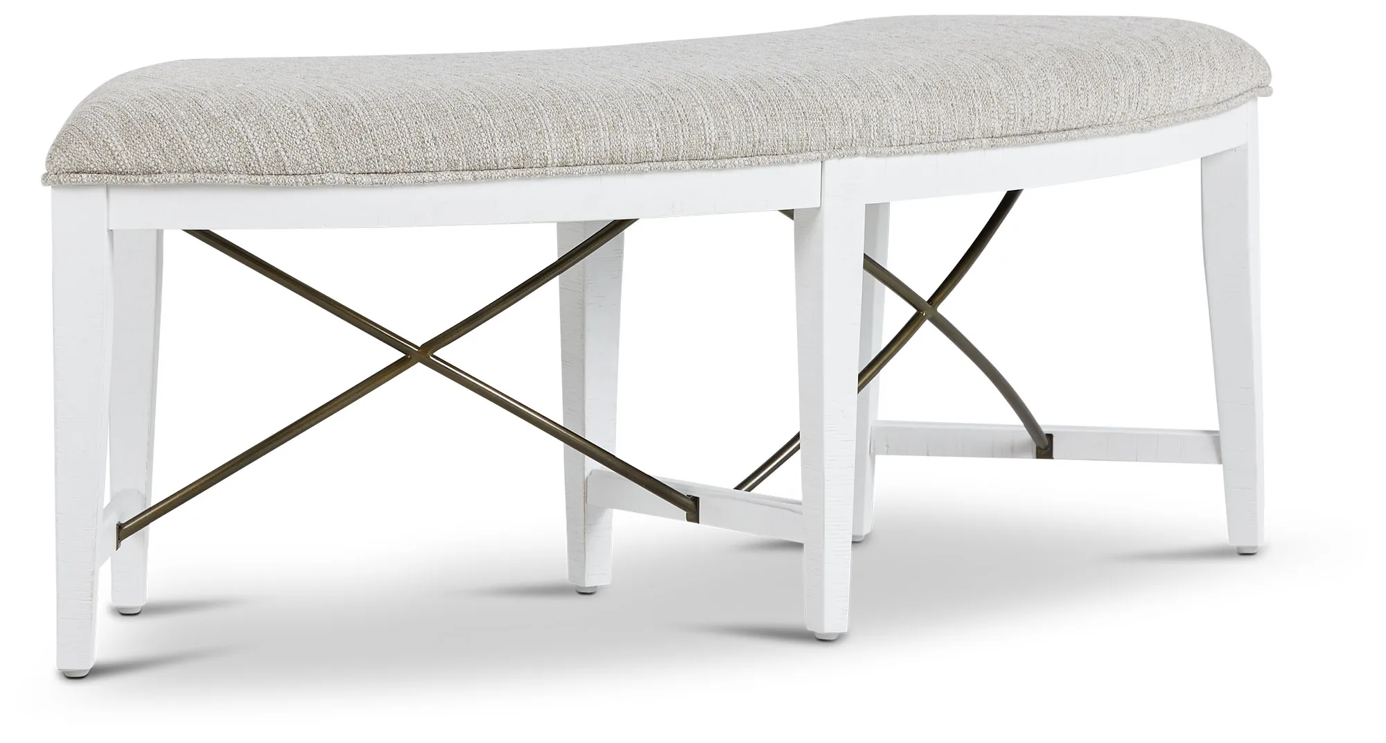 Heron Cove White Curved Upholstered Dining Bench