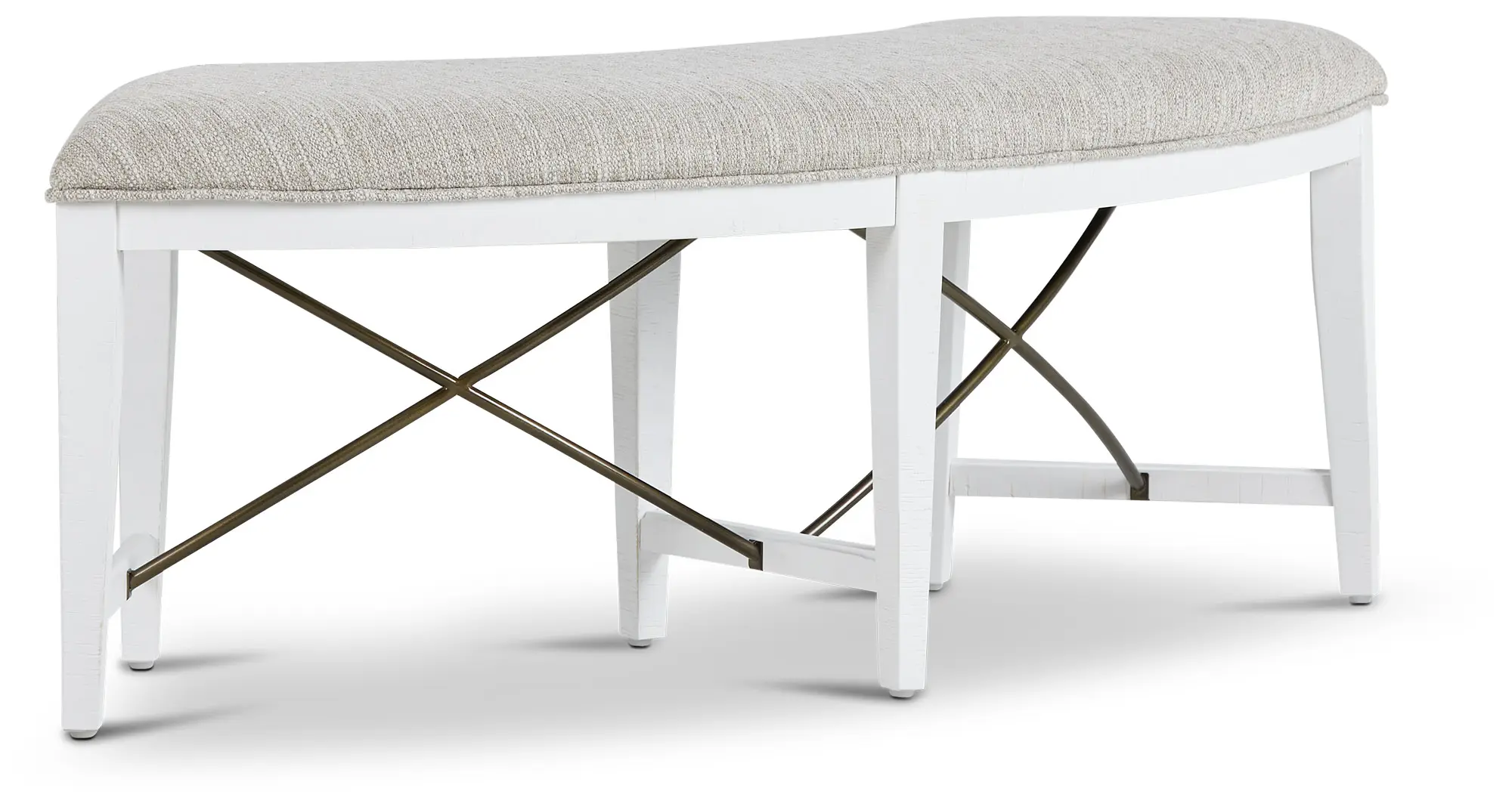 Heron Cove White Curved Upholstered Dining Bench Heron Cove White Curved Upholstered Dining Bench
