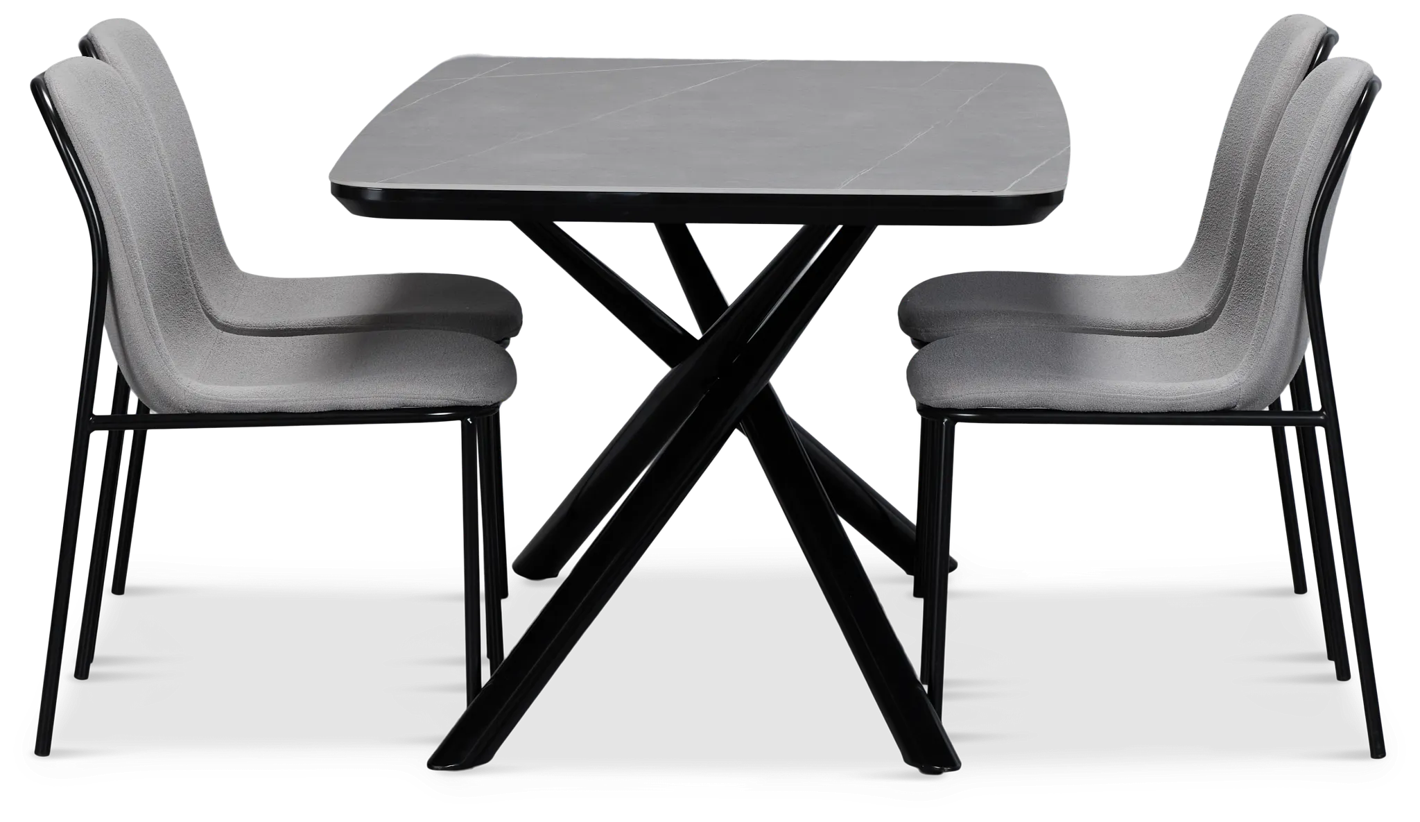 Palos Gray Rect Table & 4 Gray Upholstered Chairs