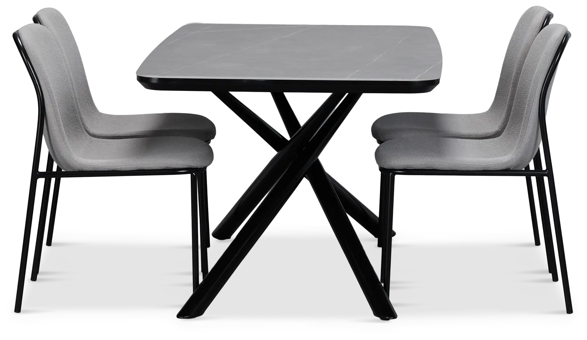Palos Gray Rect Table & 4 Gray Upholstered Chairs Palos Gray Rect Table & 4 Gray Upholstered Chairs