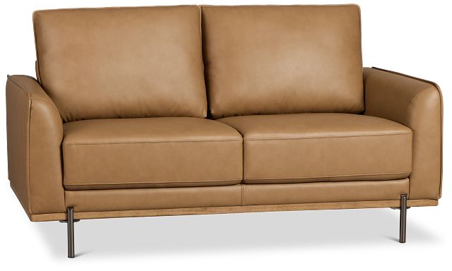 Tessa Light Brown Leather Loveseat