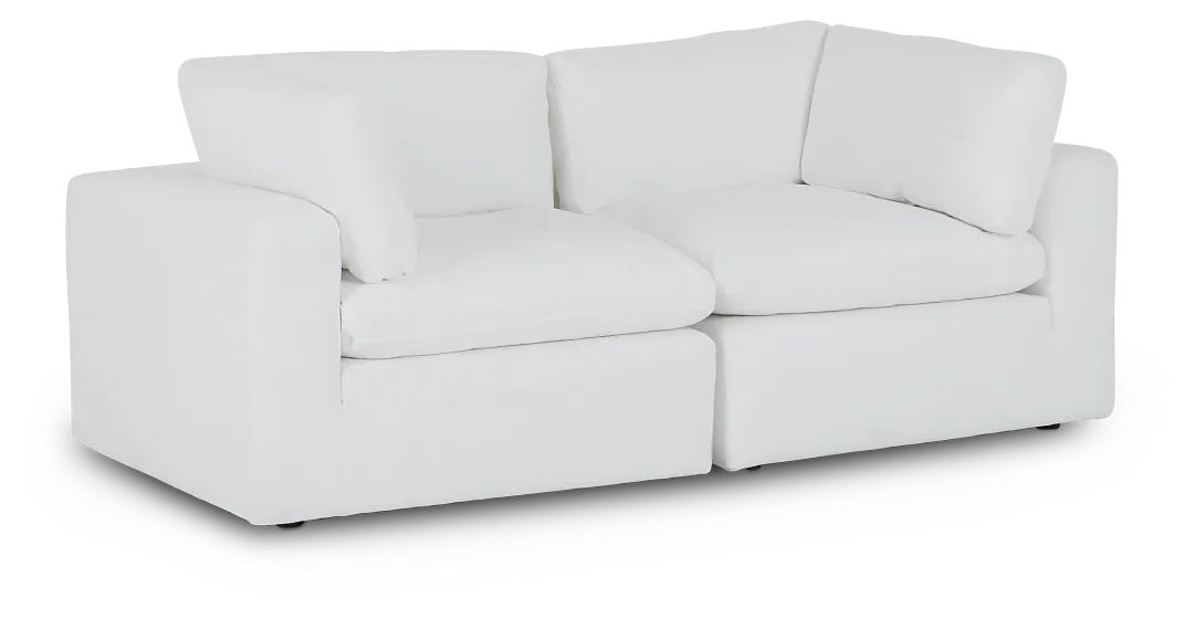 Grant White Fabric 2-piece Modular Sofa