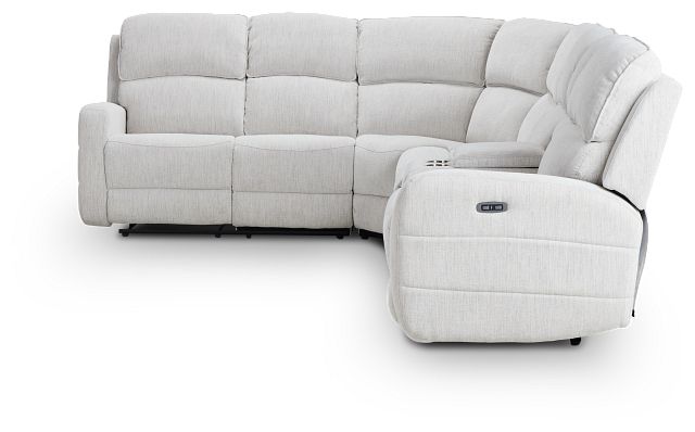 Piper Light Beige Fabric Large Dual Power Reclining Sect W/right Console