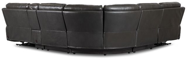 Benji Dark Gray Lthr/vinyl Medium Dual Power 2-arm Reclining Sectional
