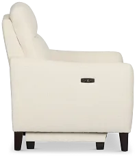 Keaton White Fabric Power Recliner With Power Headrest