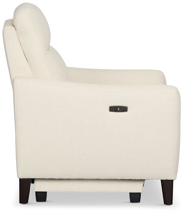 Keaton White Fabric Power Recliner With Power Headrest