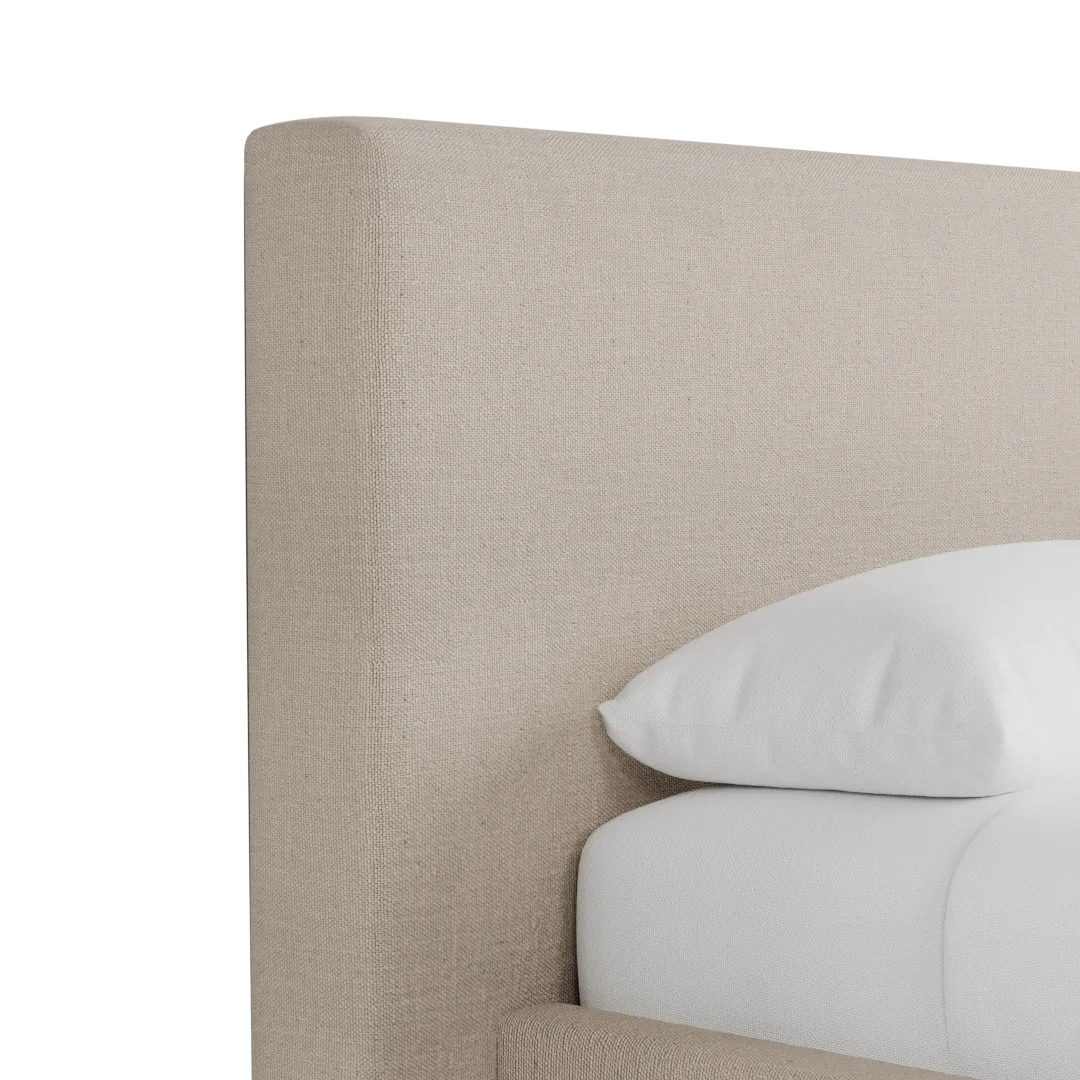 Grayton Linen Beige 44" Upholstered Platform Bed