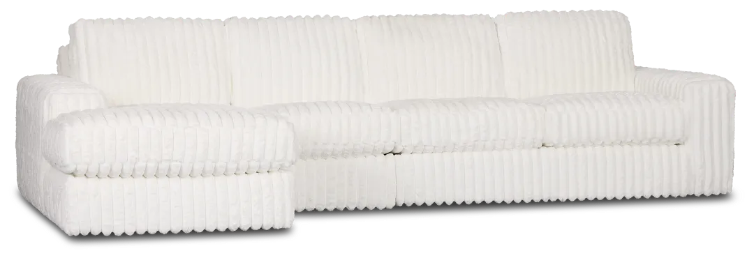 Teddy White Fabric Small Left Chaise Sectional