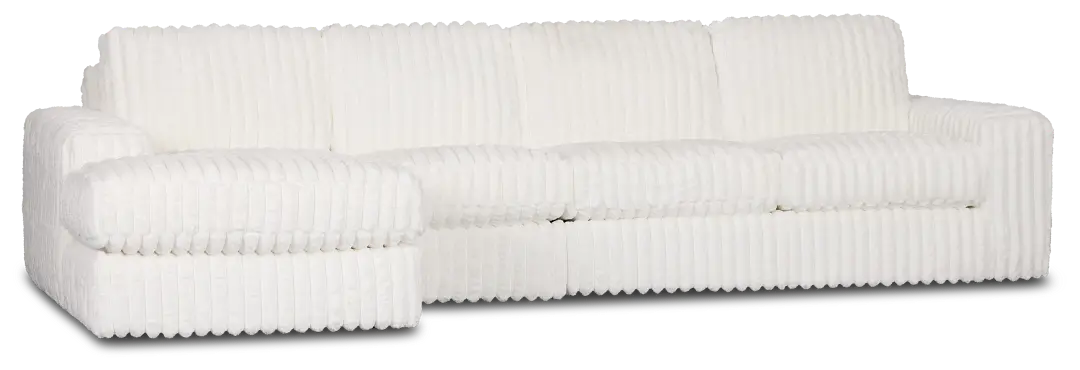 Teddy White Fabric Small Left Chaise Sectional Teddy White Fabric Small Left Chaise Sectional