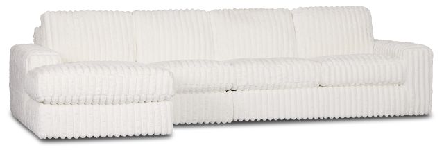 Teddy White Fabric Small Left Chaise Sectional