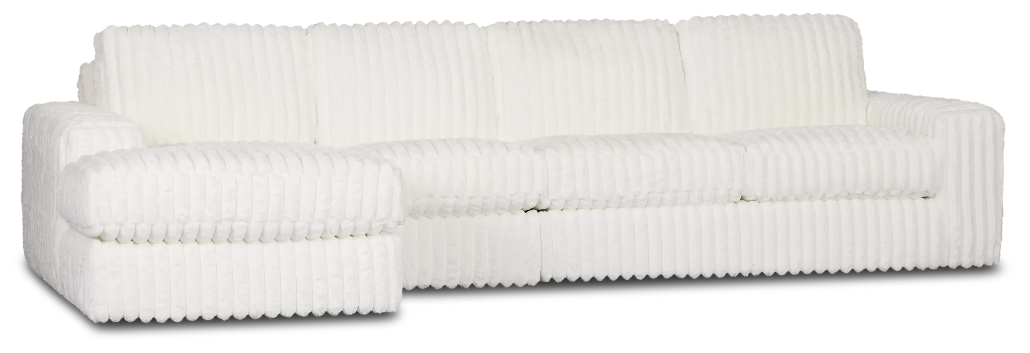 Teddy White Fabric Small Left Chaise Sectional