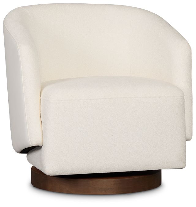 Luna White Fabric Swivel Chair