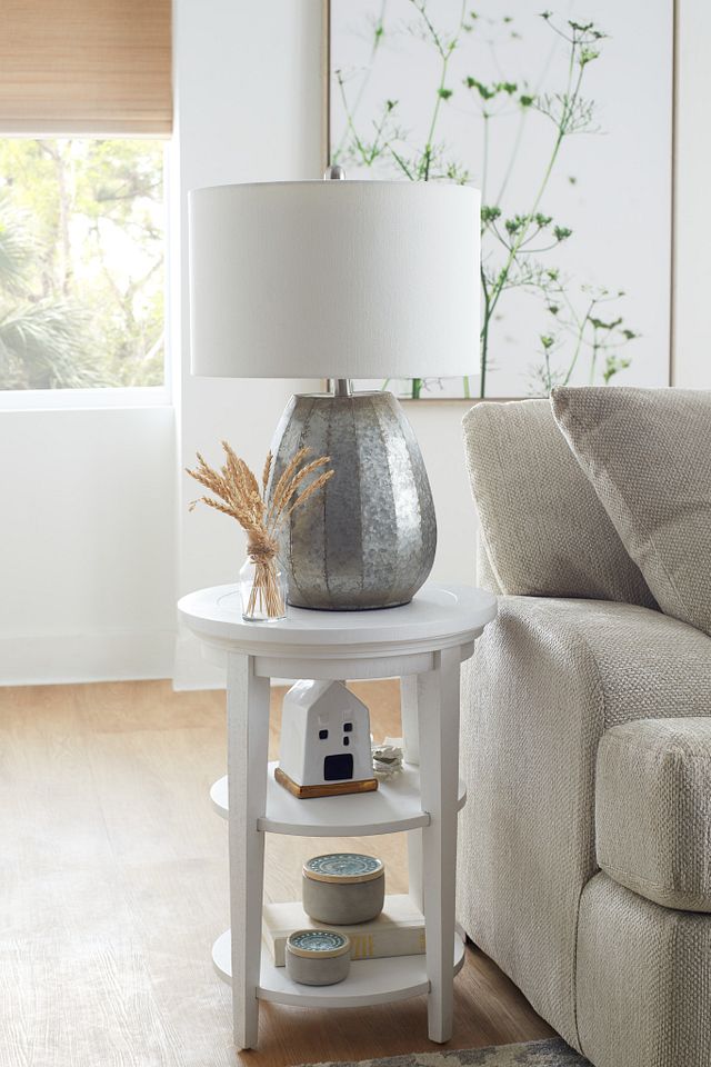 Heron Cove White Round End Table