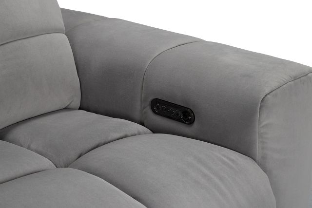 Gemma Light Gray Velvet Power Reclining Sofa