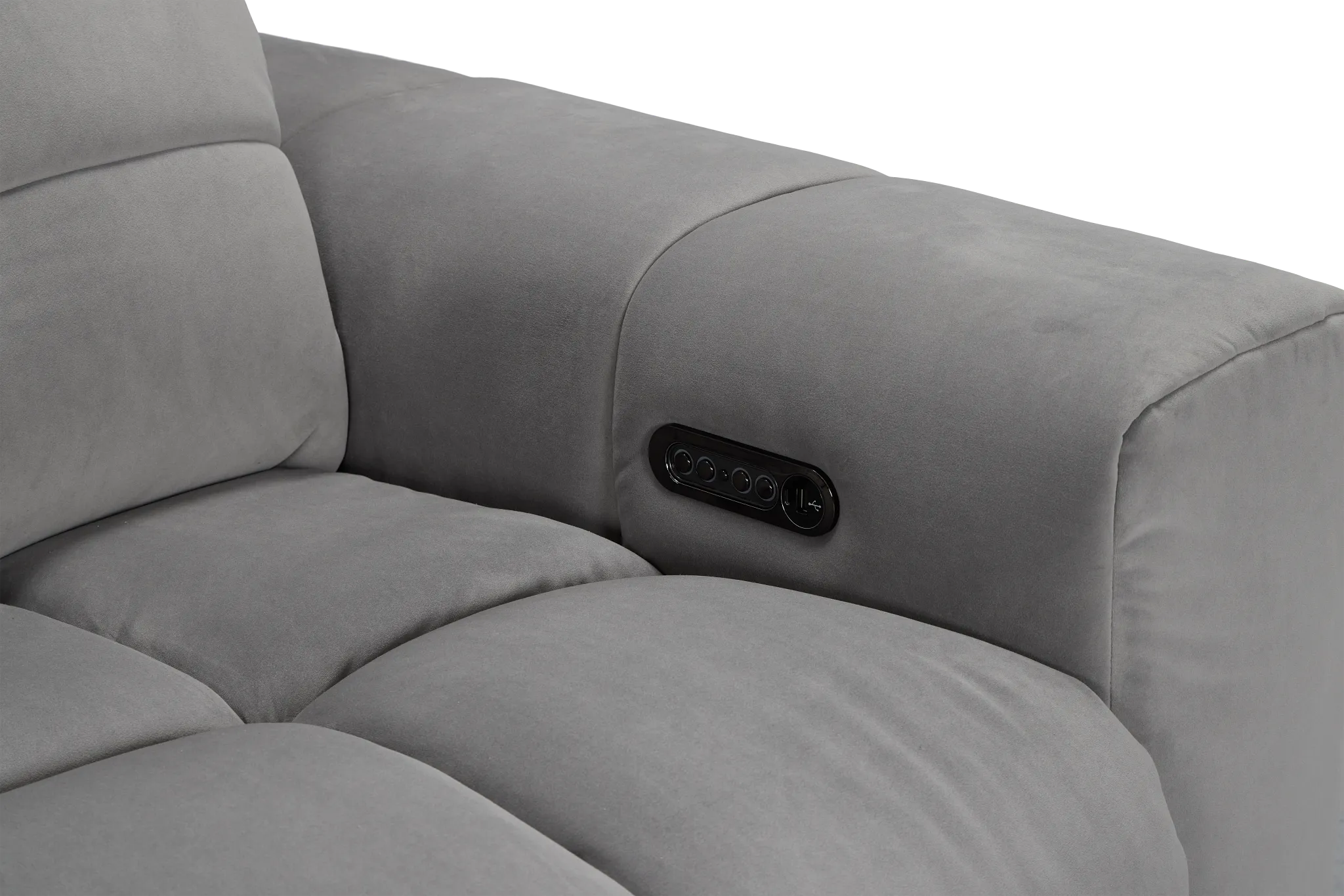Gemma Light Gray Velvet Power Reclining Sofa