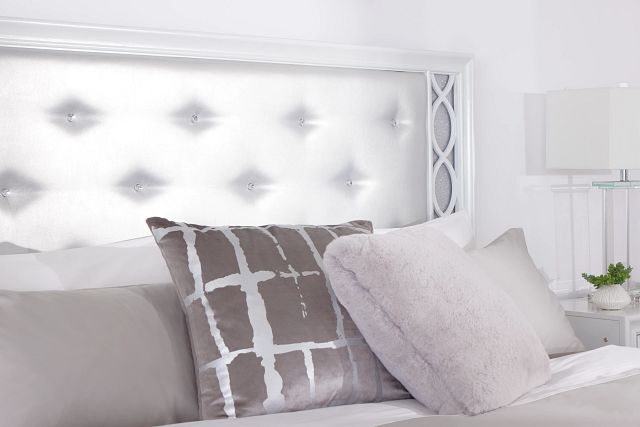 Valentina White Uph Panel Bed