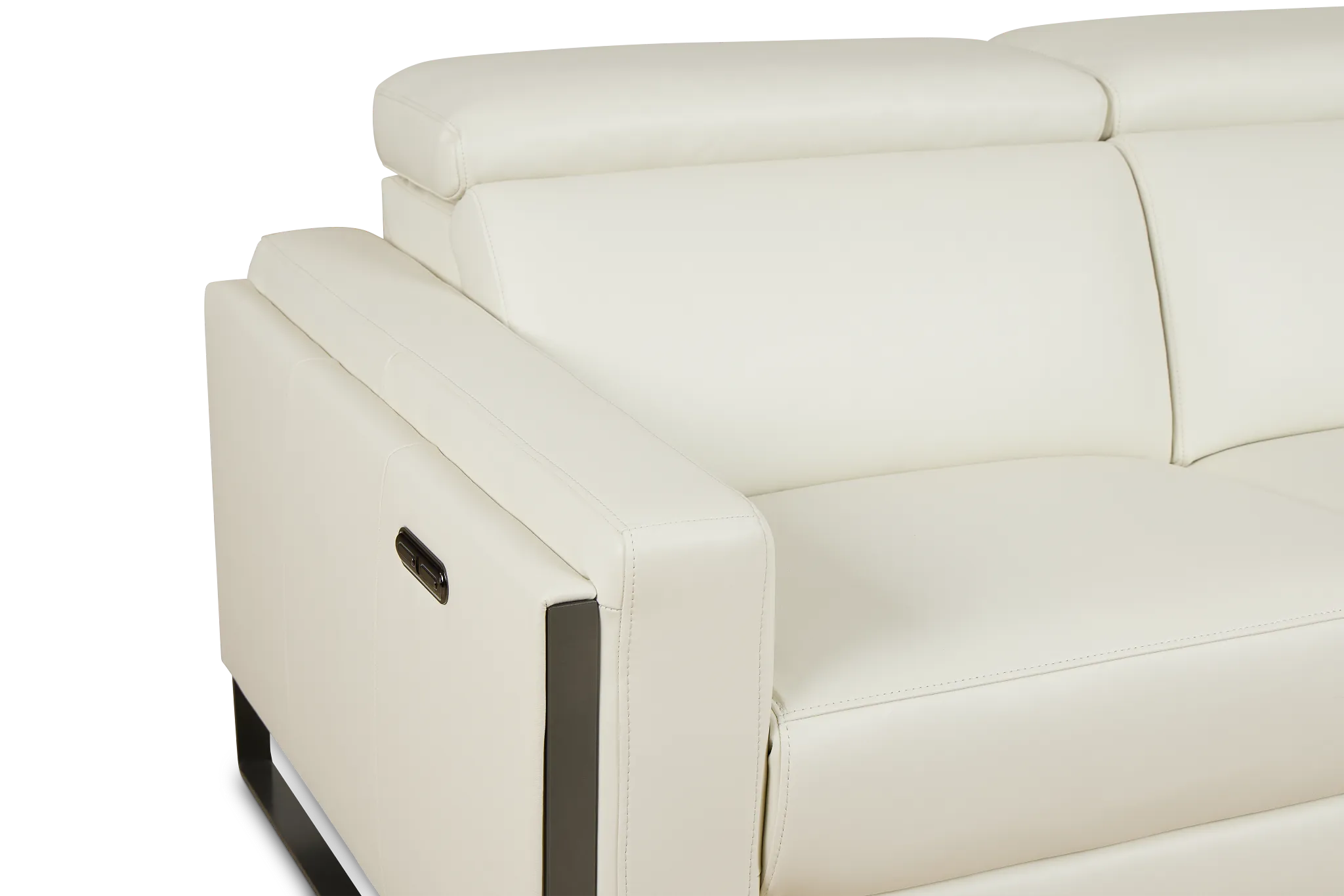 Atlas White Lthr/vinyl Right Chaise Power Reclining Sectional