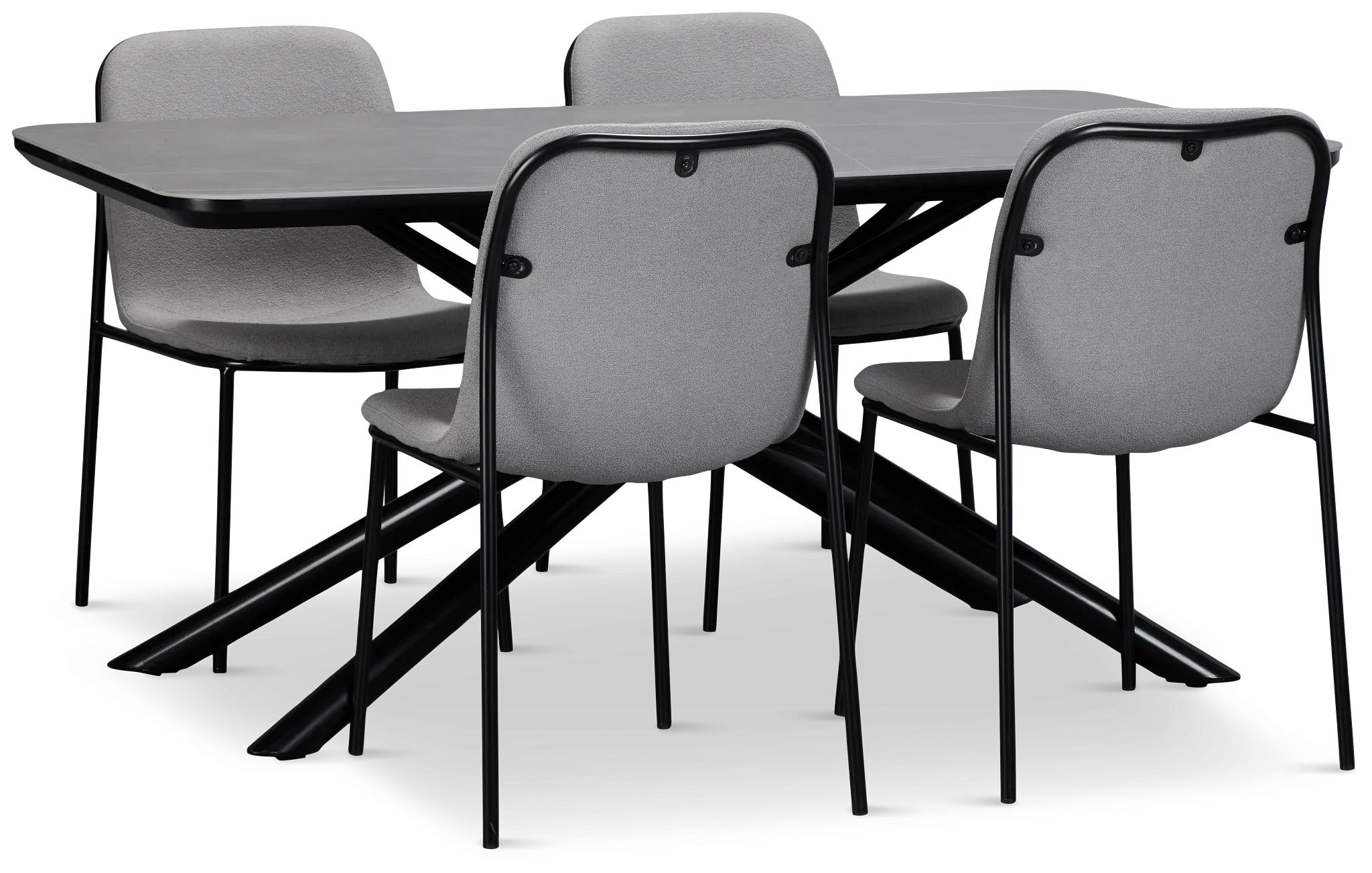 Palos Gray Rect Table &amp; 4 Gray Upholstered Chairs