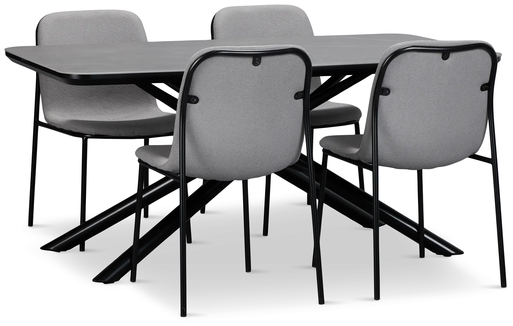 Palos Gray Rect Table & 4 Gray Upholstered Chairs Palos Gray Rect Table & 4 Gray Upholstered Chairs