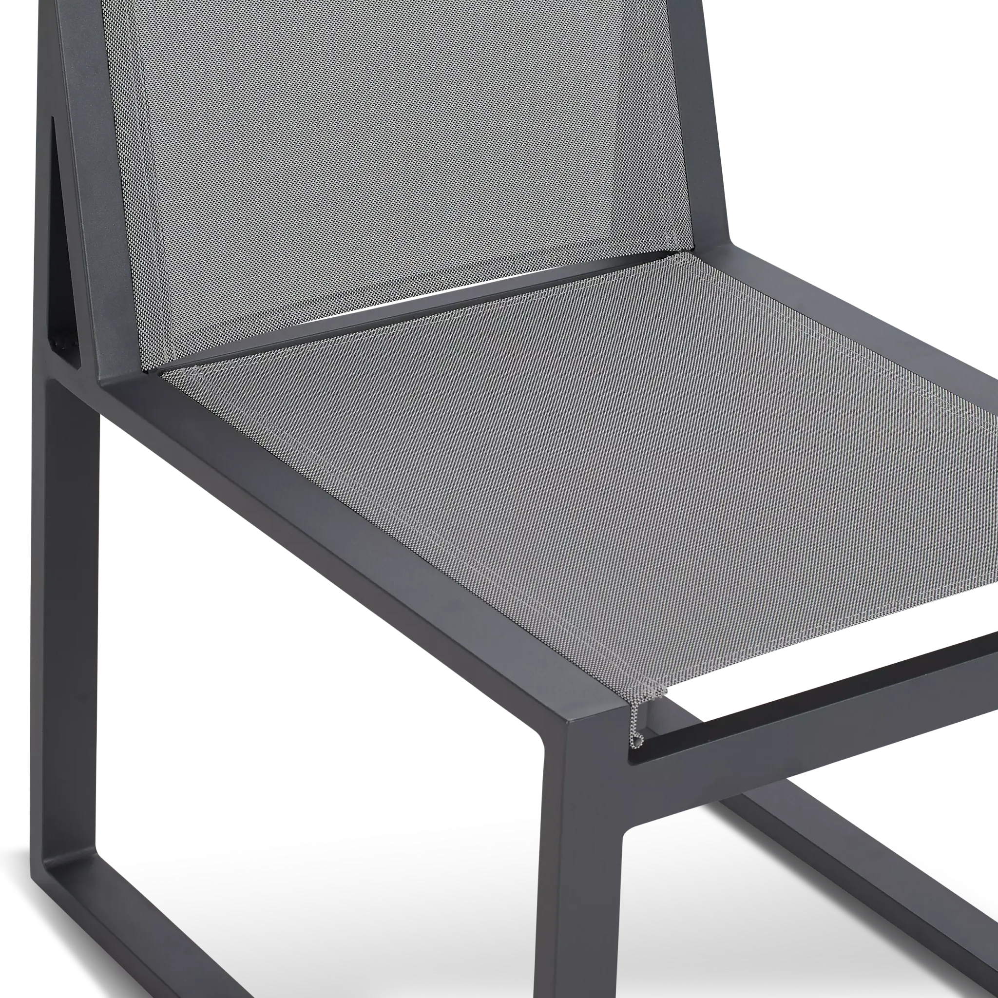 Linear 87" Dk Gray Aluminum Table & 4 Sling Side Chairs