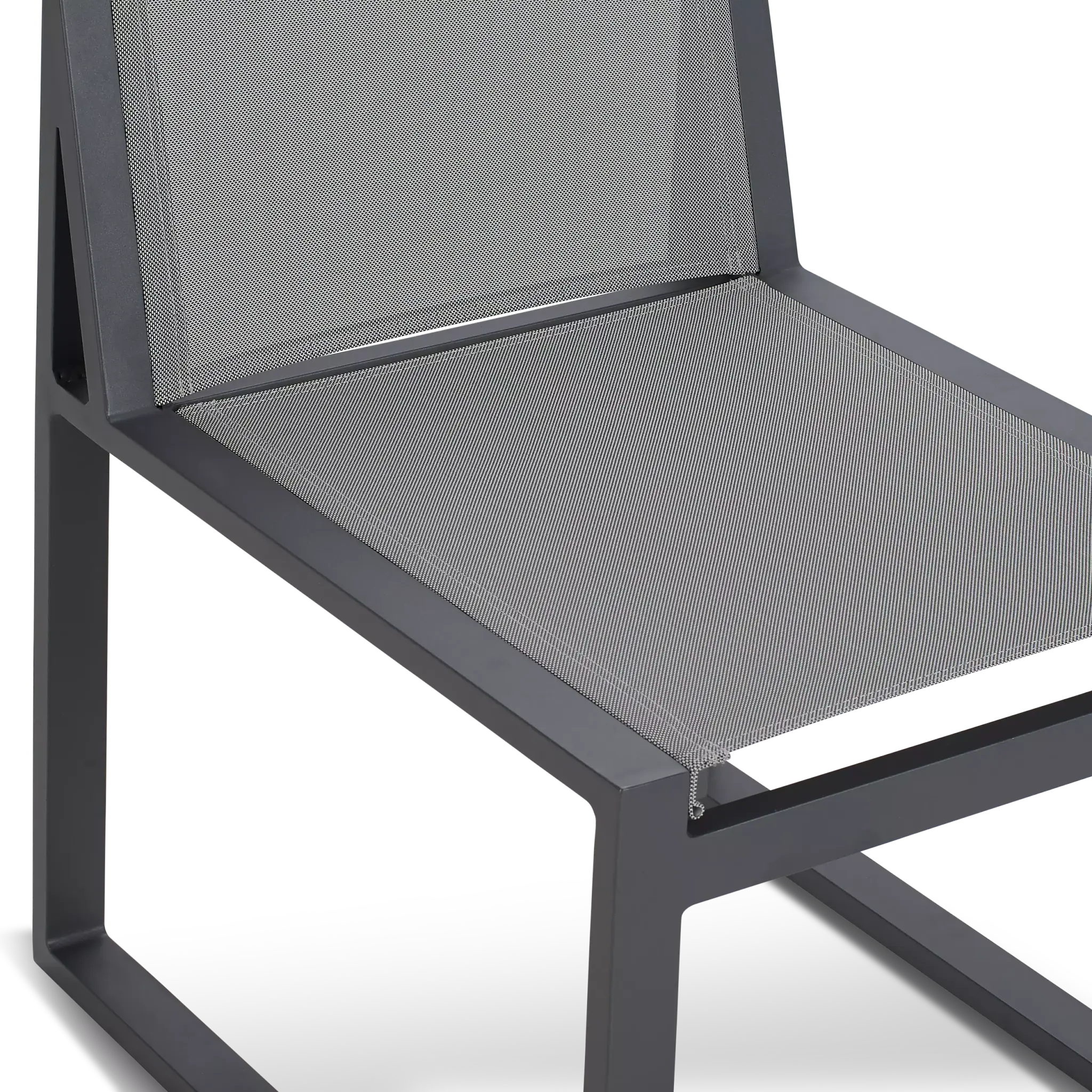 Linear 87" Dk Gray Aluminum Table & 4 Sling Side Chairs Linear 87" Dk Gray Aluminum Table & 4 Sling Side Chairs