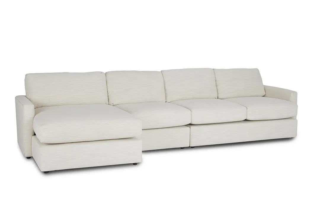 Noah Ivory Fabric Left Chaise Sectional