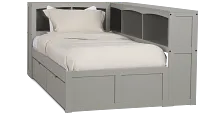 Charleston Gray Corner Bookcase Bed With 2 Storage Drawers