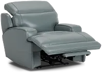 Reign Green Lthr/vinyl Power Recliner With Power Headrest