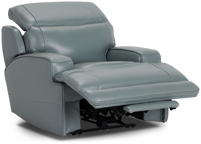 Reign Green Lthr/vinyl Power Recliner With Power Headrest